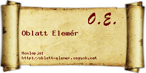 Oblatt Elemér névjegykártya